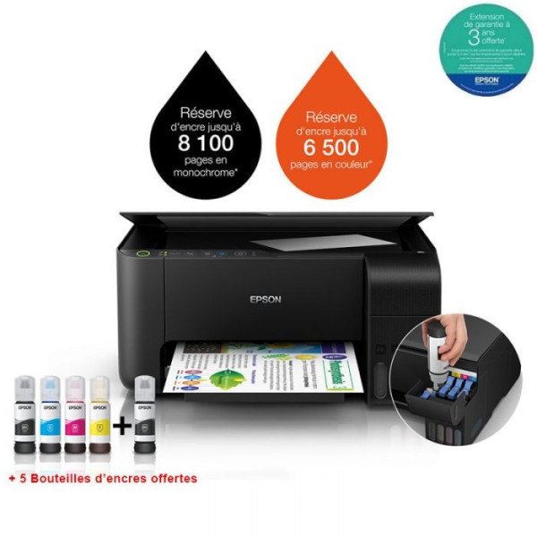 IMPRIMANTE À RÉSERVOIR INTÉGRÉ EPSON ECOTANK ITS L3150 COULEUR(C11CG86407)