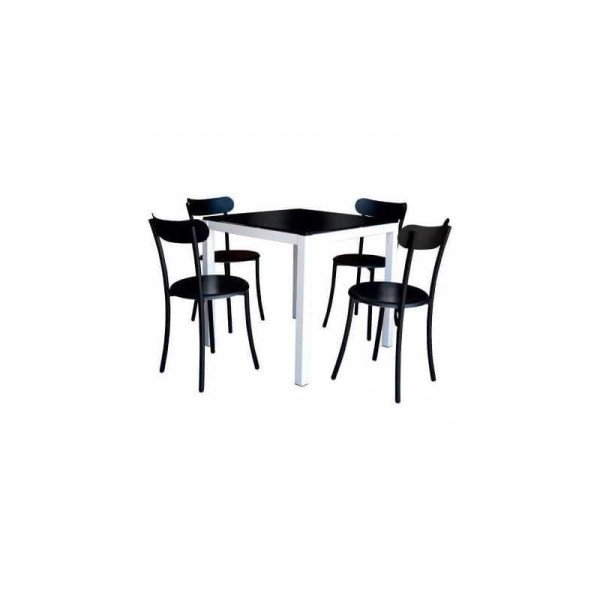 PACK SALLE A MANGER TABLE SERENA TOP EN VERRE + 4 CHAISES SPOT