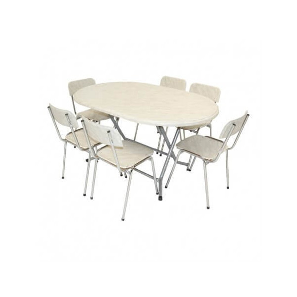 PACK TABLE OVALE 146X94 WZ +06 CHAISES HAWAY MARBRE