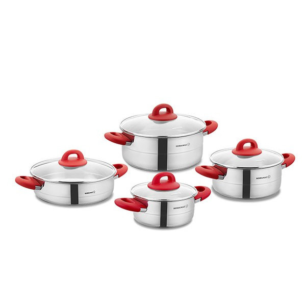 SET DE 8 PIÈCES KORKMAZ HERA INDUCTION - ROUGE  (A1087-2)