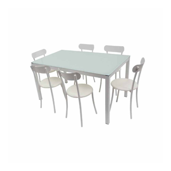 TABLE SERENA TOP EN VERRE + 6 CHAISES SPOT