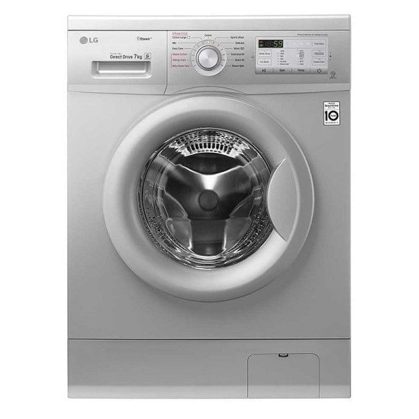 Machine à laver Frontale LG, 7 Kg, Lave-linge frontale, 6 Motion Direct Drive, Smart Diagnosis™, Silver, FH2J3QDNG5P