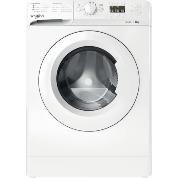 Lave Linge Whirlpool 6 kg, 1000 Tours/min, 6ème sens, Blanc, WMTA 6101 NA