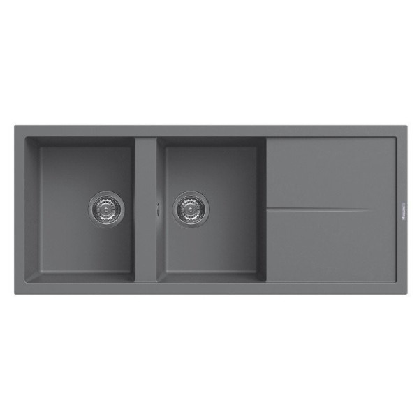 EVIER GRANITECK 2 BACS 116X50 GRIS FOCUS LINE