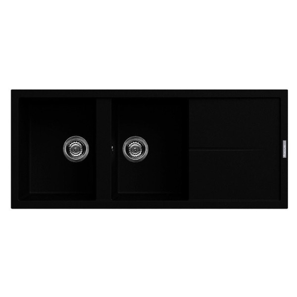 EVIER GRANITECK 2 BACS 116X50 NOIR FOCUS LINE